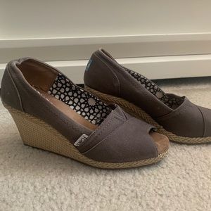 TOMS Grey Michelle Espadrille Wedge Pump